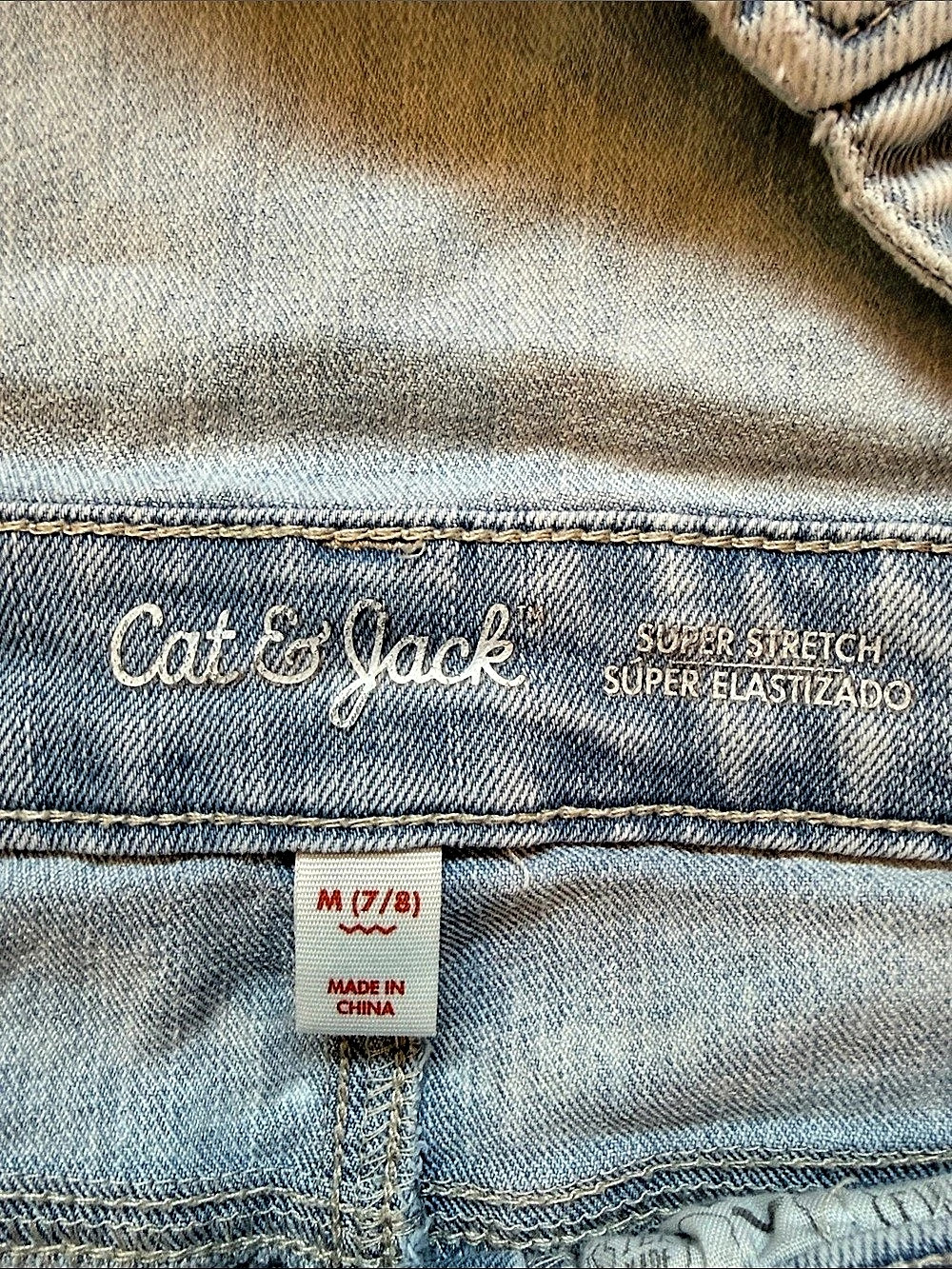 Cat & Jack Super Stretch Denim Overalls Girls Medium (7/8) Blue Denim Overalls - Picture 3 of 6